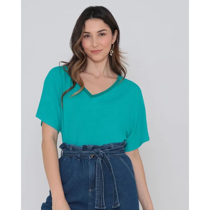 Blusa Decote V Lisa Verde P