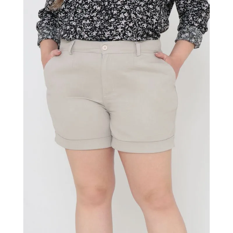 Short Sarja Plus Size Bege Claro 54