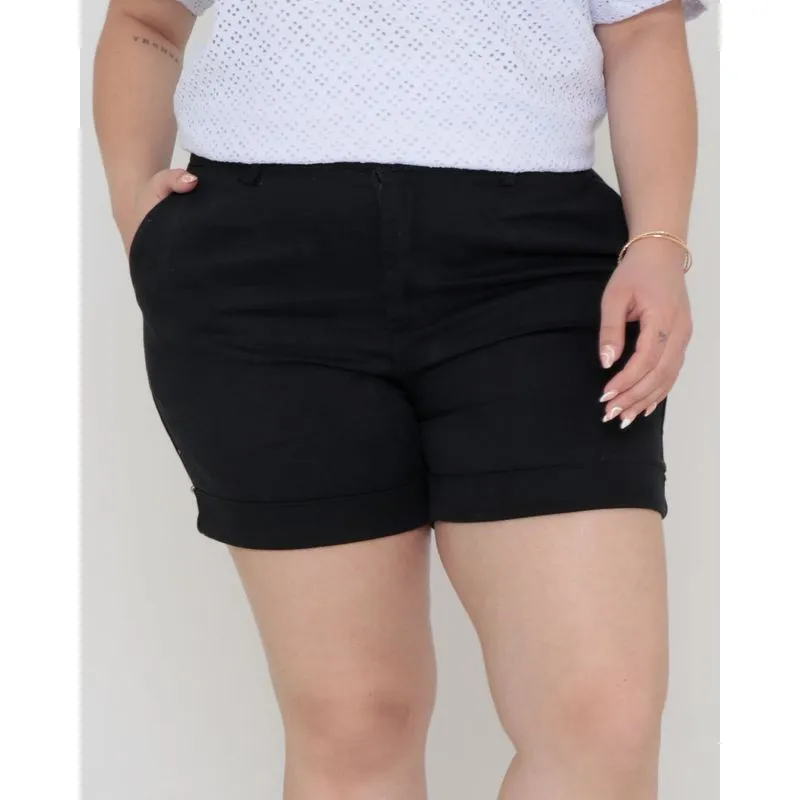 Short Sarja Plus Size Básico Preto 52