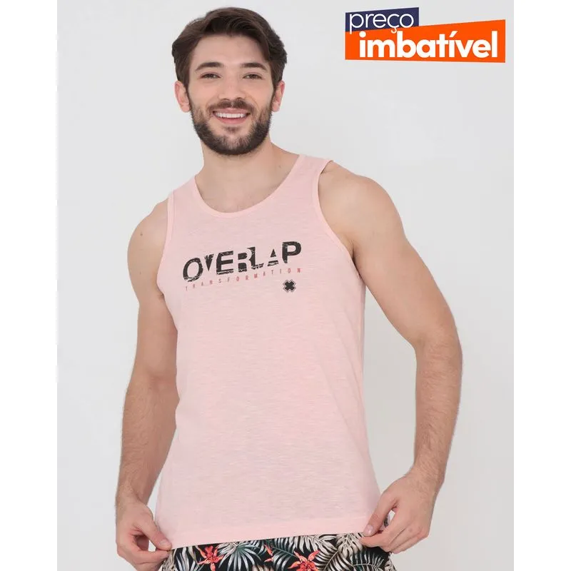 Regata Masculina Estampada Rosa Claro P