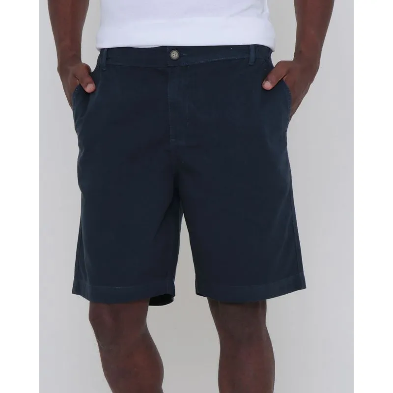 Bermuda Sarja Masculina Elástico Lisa Azul Marinho 48