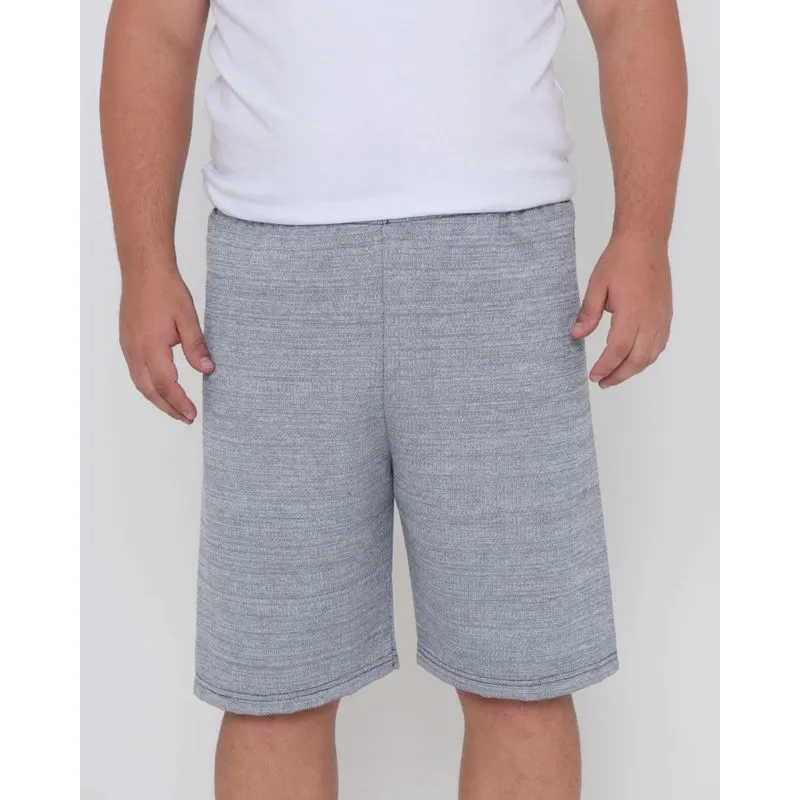 Bermuda Masculina Plus Size Moletom Rajado Azul Marinho G3