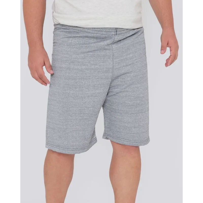 Bermuda Masculina Plus Size Moletom Rajado Cinza G3