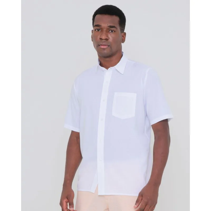 Camisa Masculina Social Manga Curta Branca 2