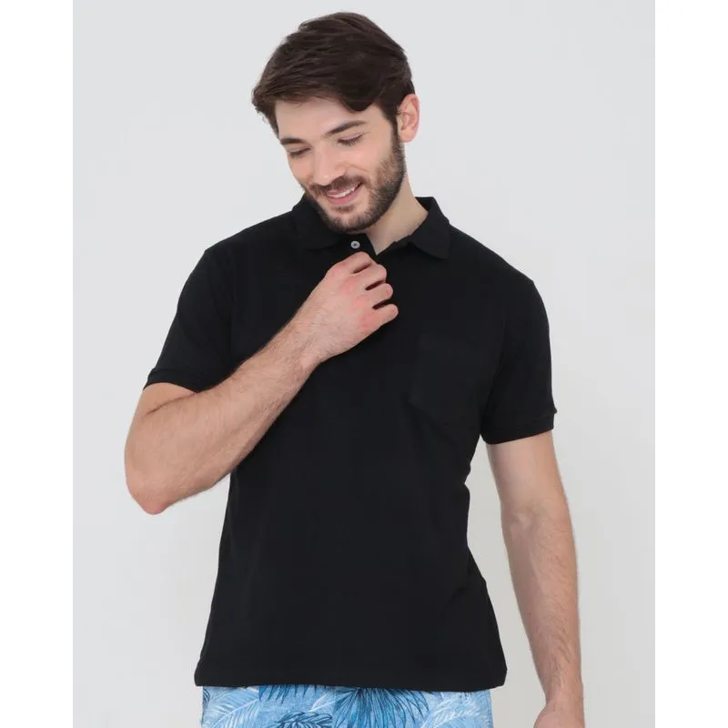 Polo Masculina Básica Preta G