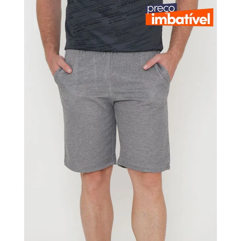 Bermuda Esportiva Masculina Moletinho Mescla Cinza Claro P