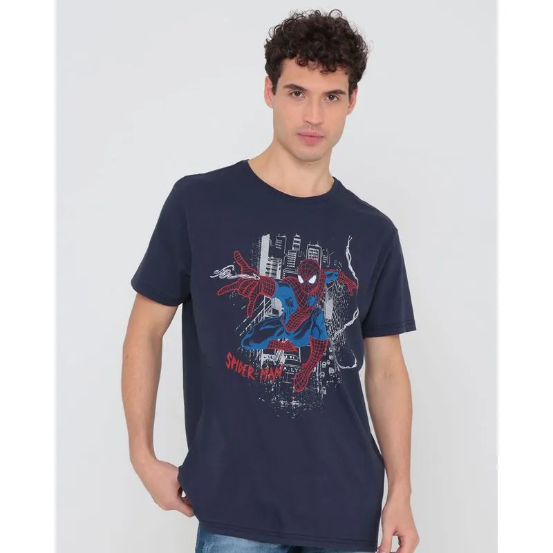 Camiseta Estampa Homem Aranha Marvel Azul Marinho M