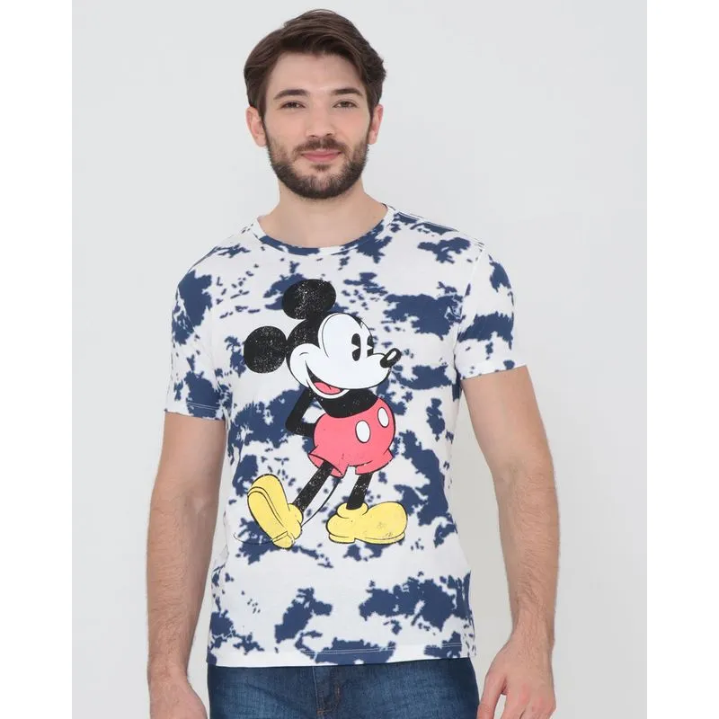 Camiseta Masculina Algodão Disney Mickey Manga Curta Branca P
