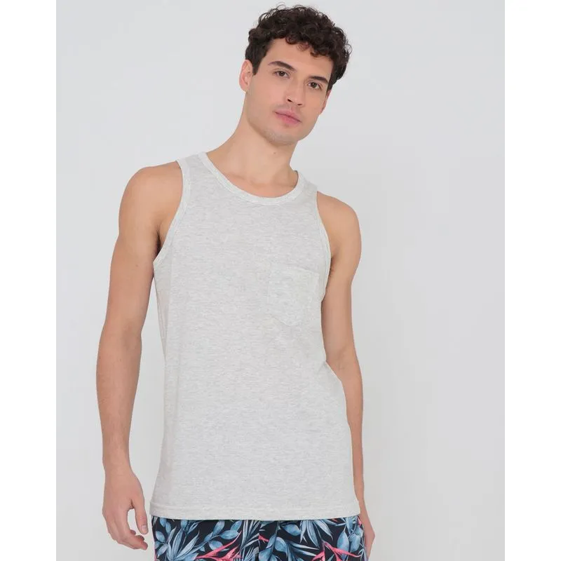 Regata Masculina Básica Bolso Único Off White P