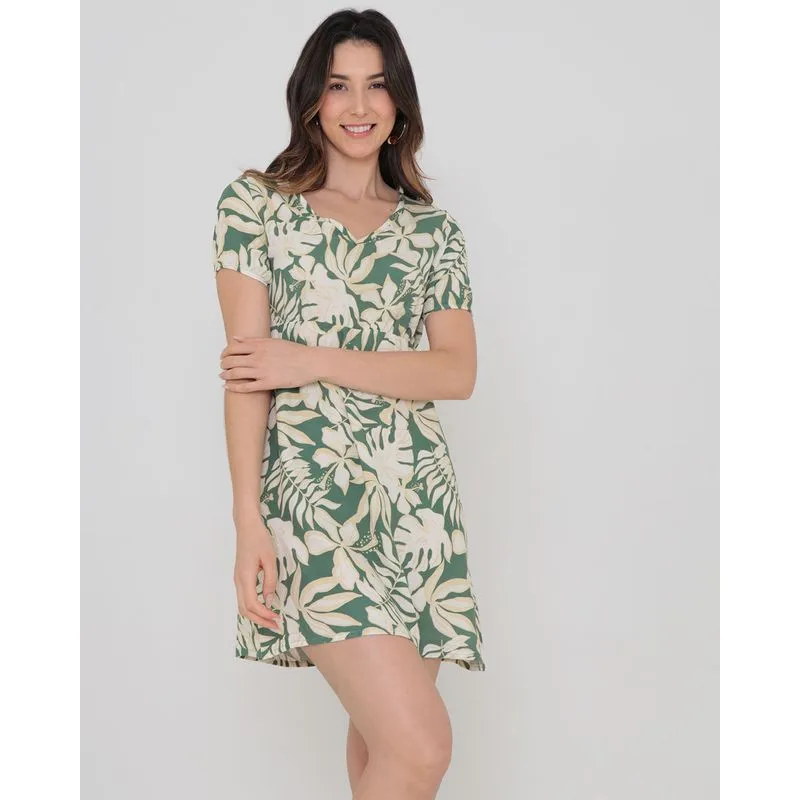 Vestido Curto Com Estampa Floral Verde M