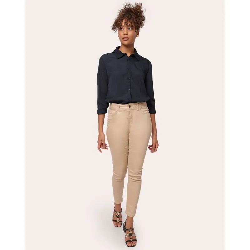 Calça Sarja Feminina Skinny Bege 44