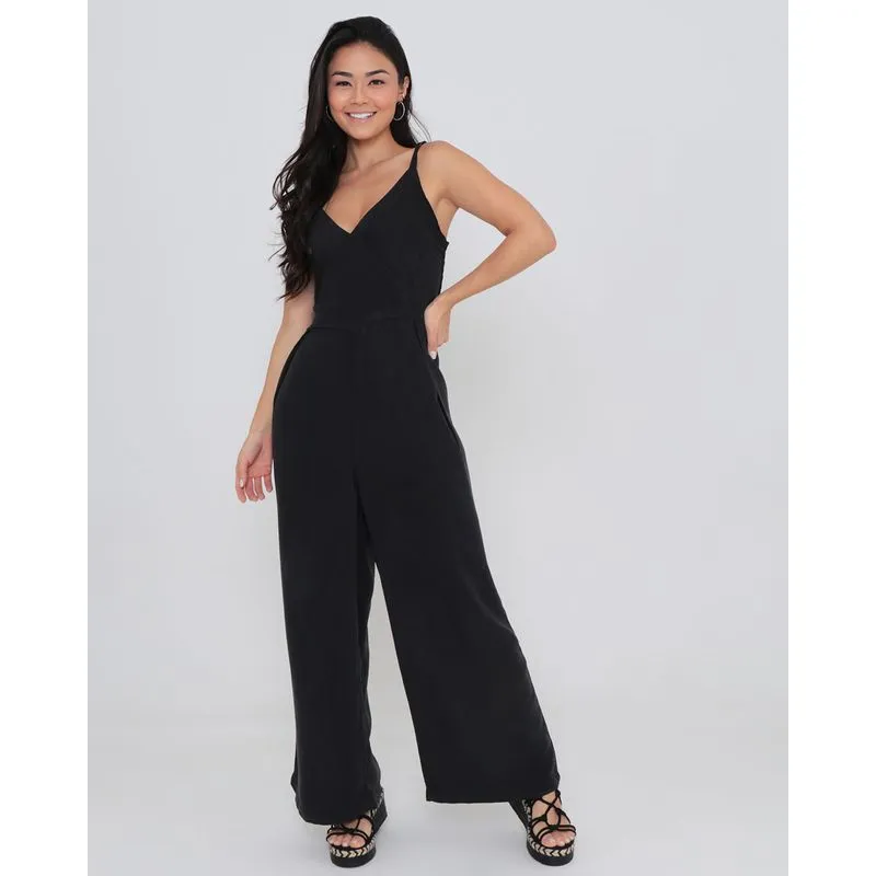 Macacão Longo Alcinha Pantalona Liocel Preto M