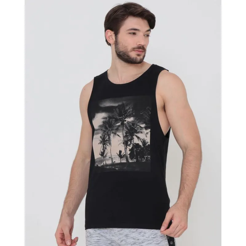 Regata Cavada de Algodão Masculina Preta GG