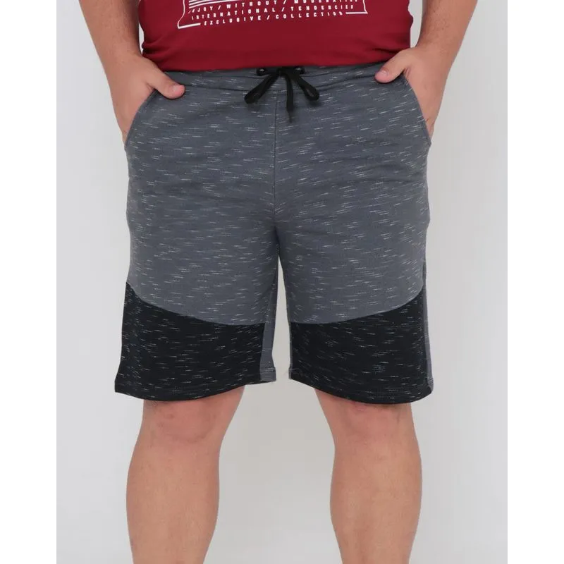 Bermuda Moletinho Masculina Plus Size Flamê Recorte Cinza G2