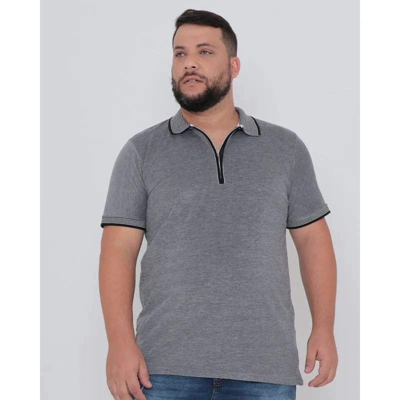 Polo Masculina Piquet Plus Size Preta G3