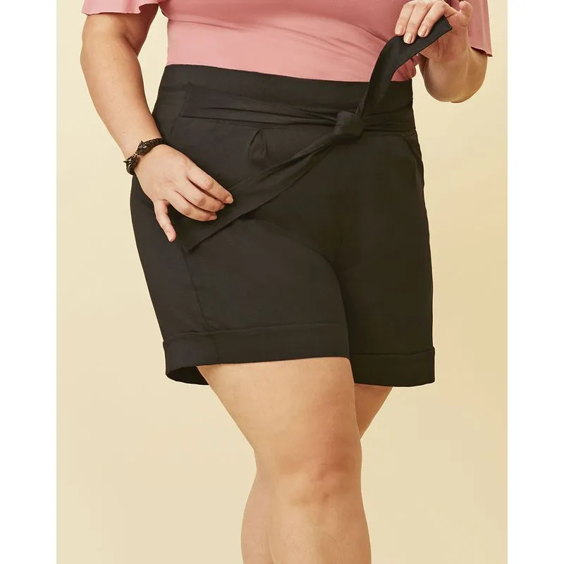 Bermuda Clochard Bengaline Feminina Plus Size Preta G2