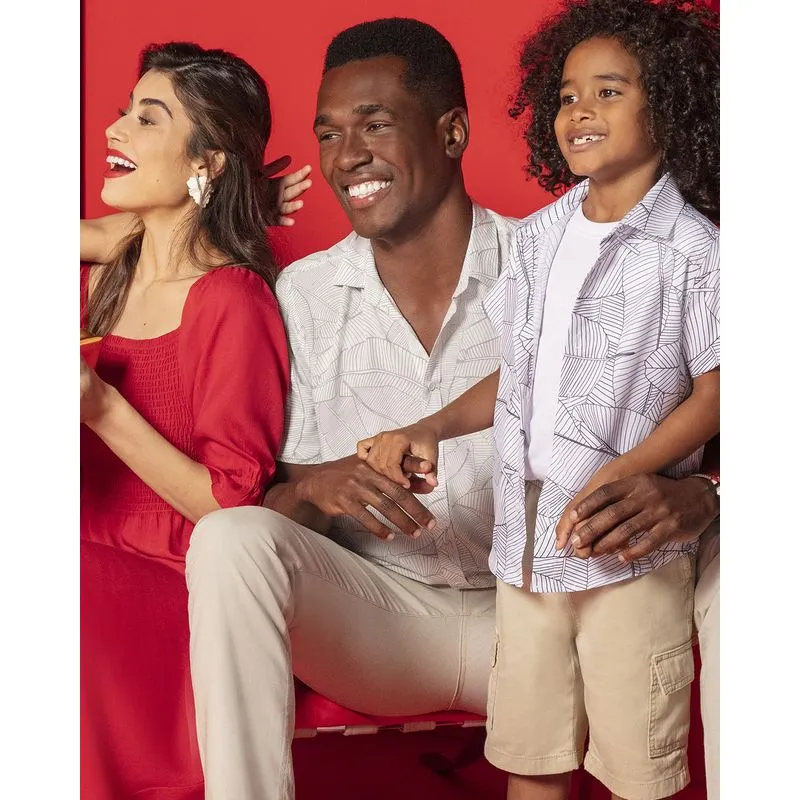 Camisa Viscose Masculina Estampa Folhas Branca P