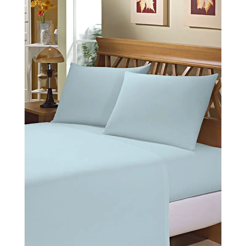 Lençol Com Elástico Casal De Microfibra Camesa Azul UN