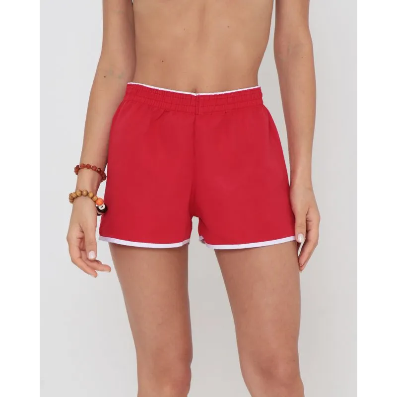 Short Feminino Praia Liso Vermelho G