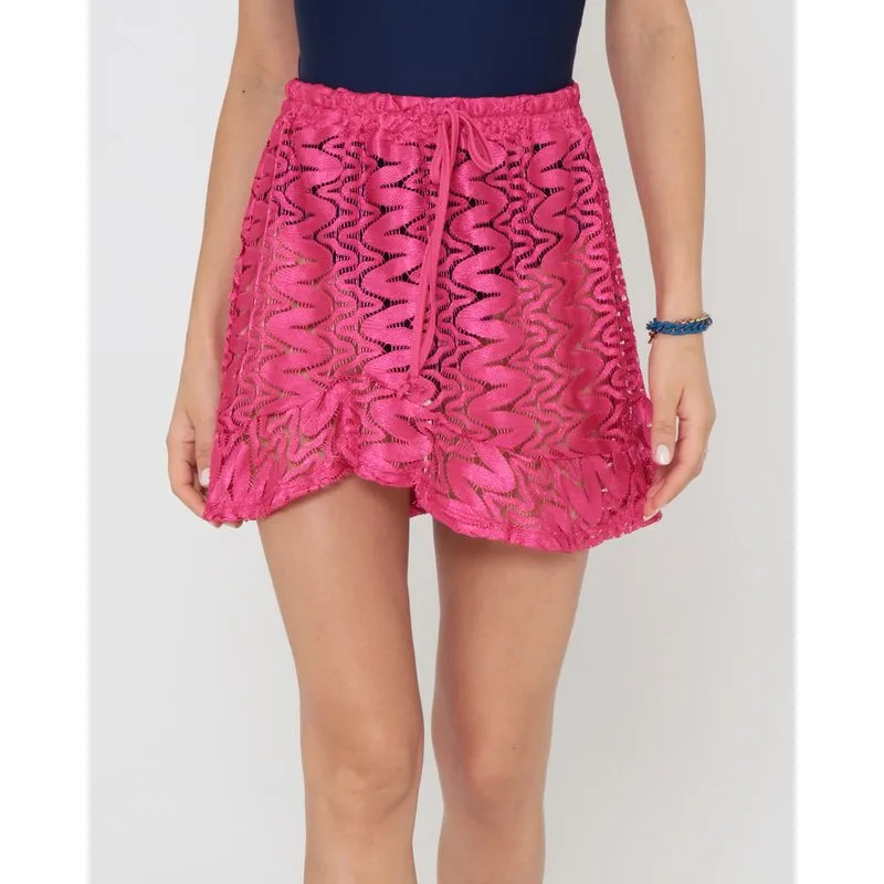 Saída de Praia Saia Renda Rosa GG