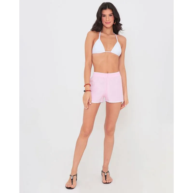 Short Feminino Praia Liso Rosa Claro GG
