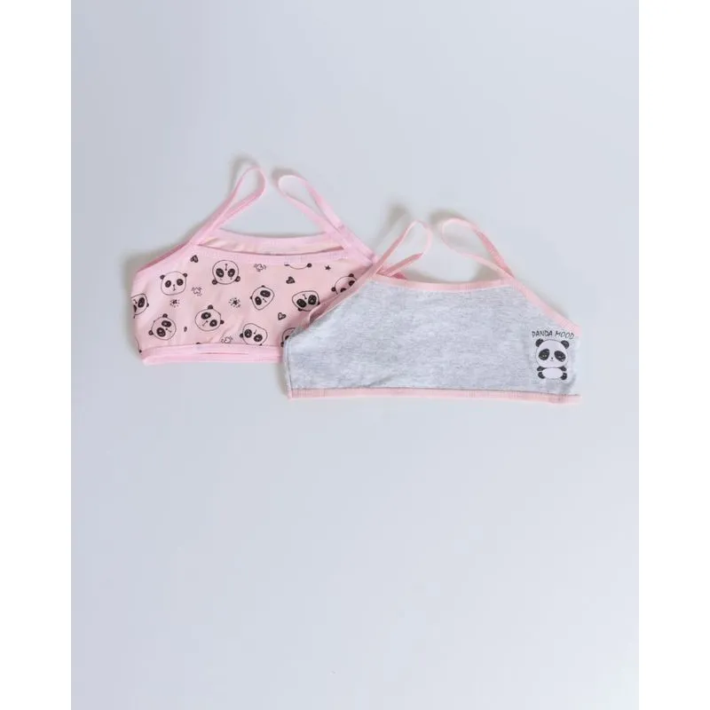 Kit 2 Sutiãs Top Infantil Algodão Rosa Mescla Cinza 8