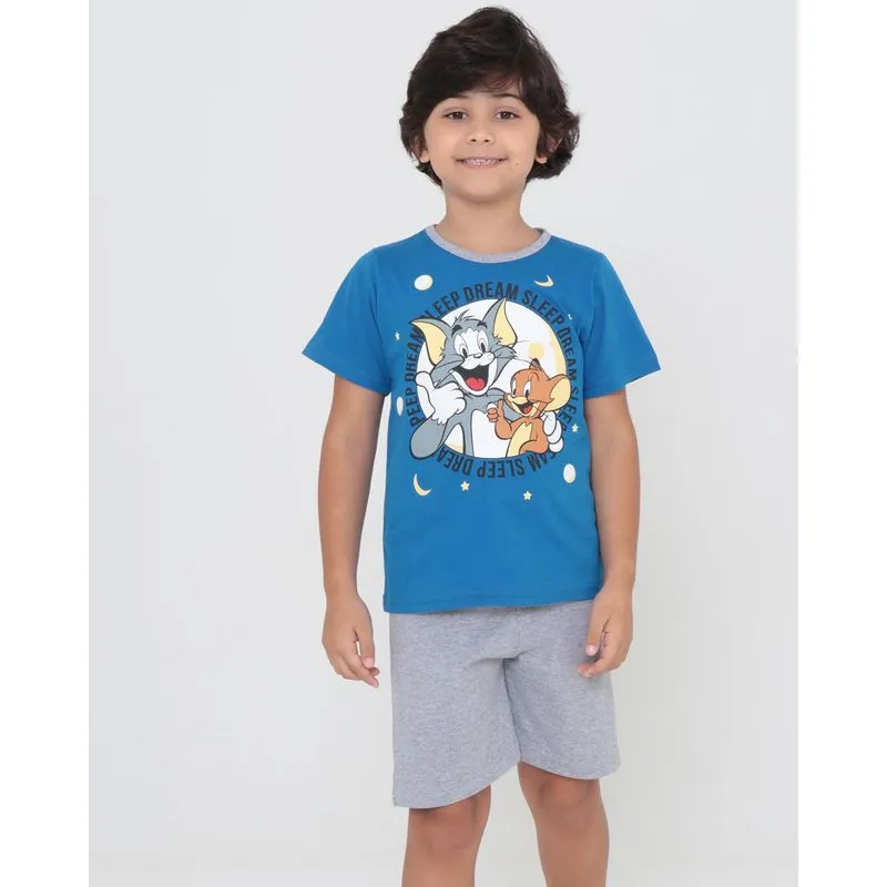 Pijama Infantil Estampa Tom E Jerry Warner Azul 8