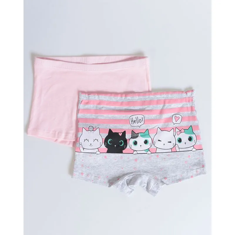 Kit 2 Calcinha Boxer Infantil Rosa Cinza Claro 4