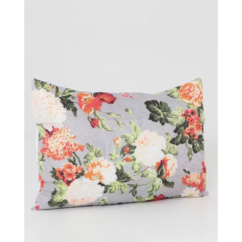 Porta Travesseiro Arte e Cazza Floral Cinza UN