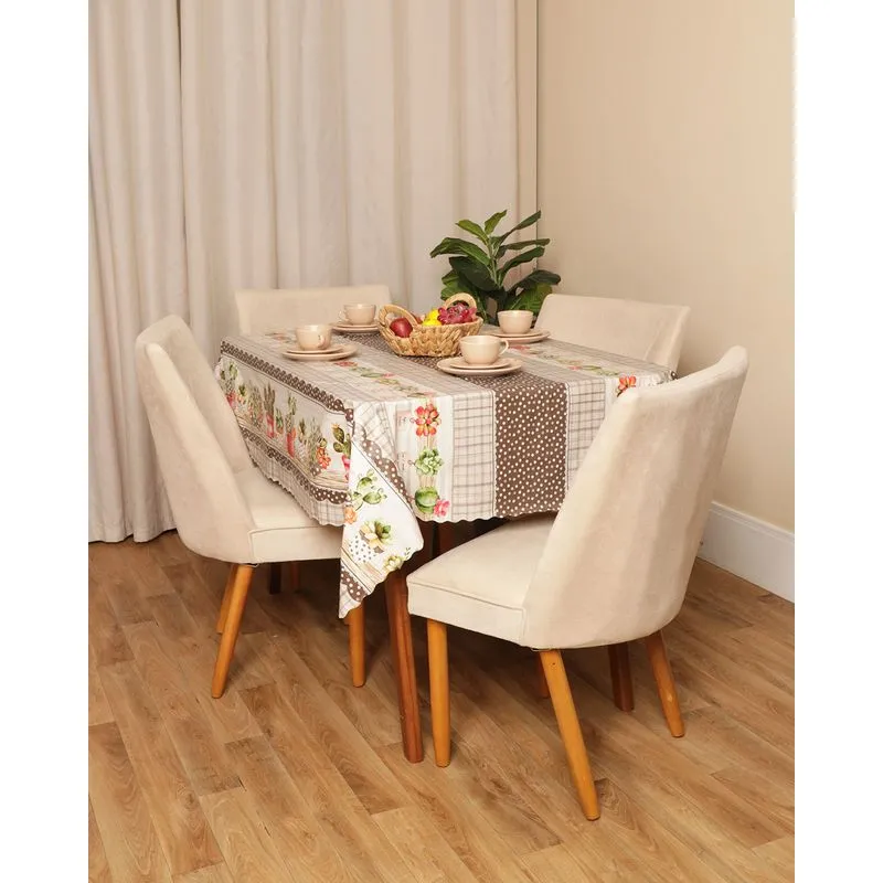 Toalha De Mesa Retangular Térmica 138cmx200cm Salehtex Estampada Marrom UN