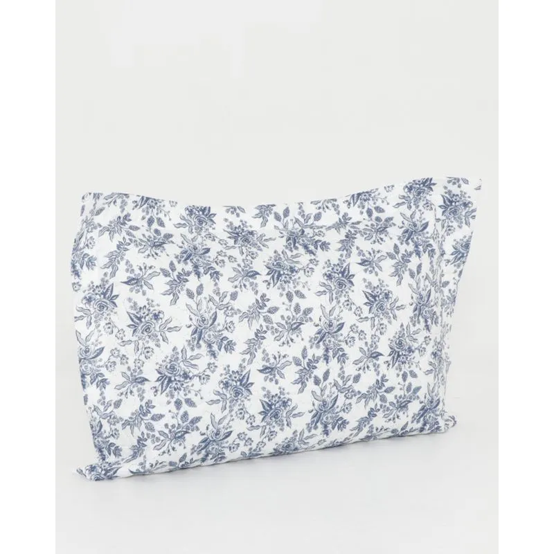 Porta Travesseiro Arte e Cazza Floral Azul UN