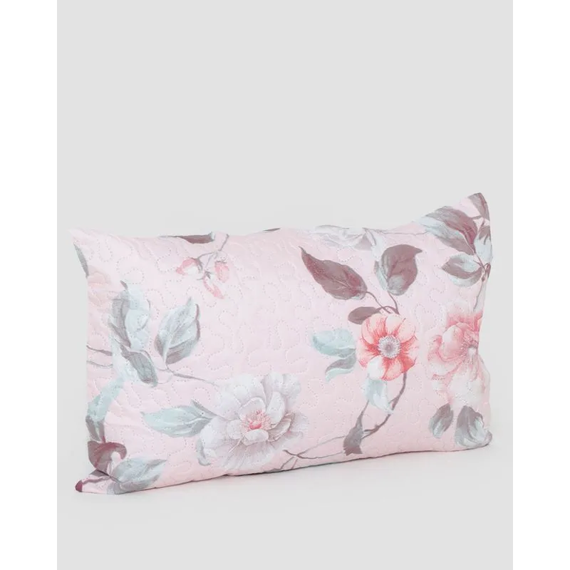 Porta Travesseiro Arte e Cazza Floral Rosa Claro UN