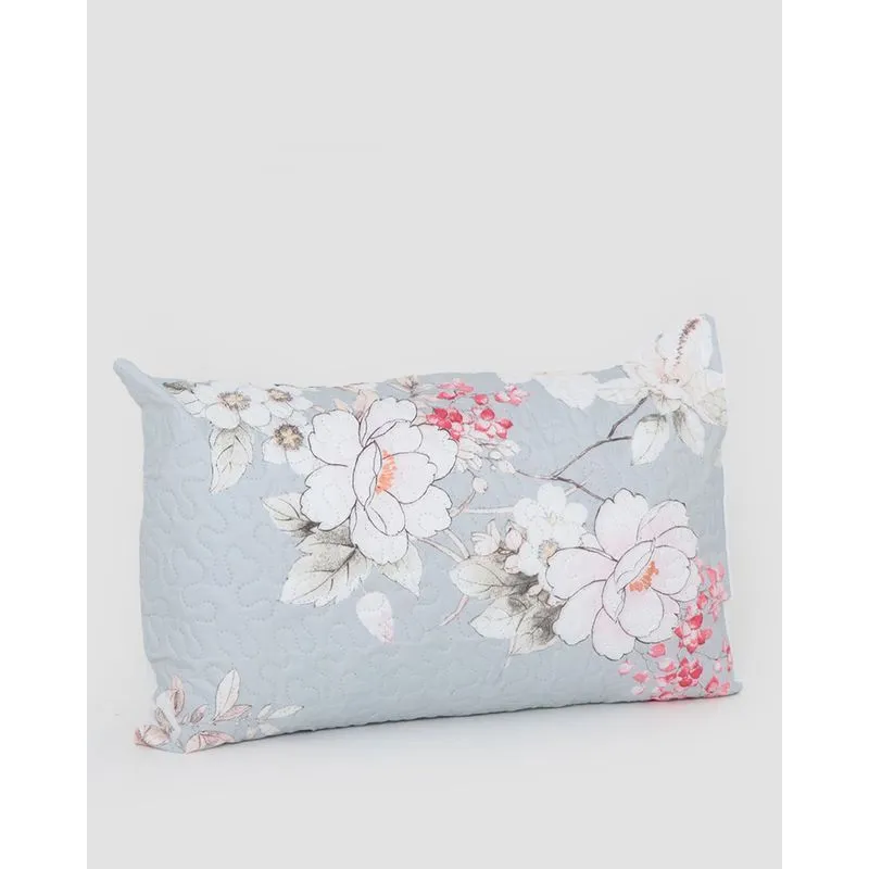 Porta Travesseiro Arte e Cazza Floral Cinza UN