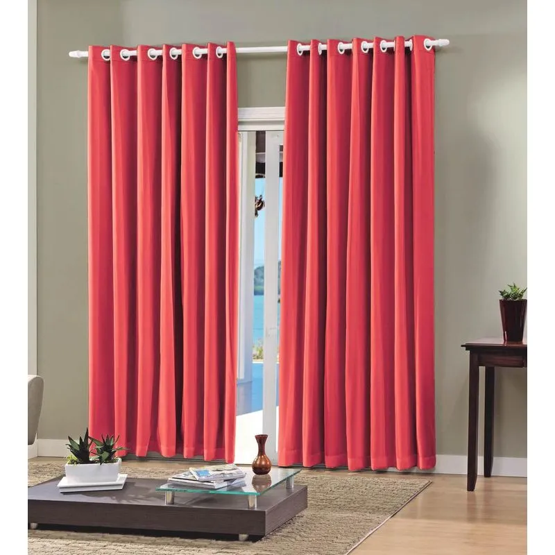 Cortina Pratika Lisa Varão Até 200cm Bella Janela Vermelho UN