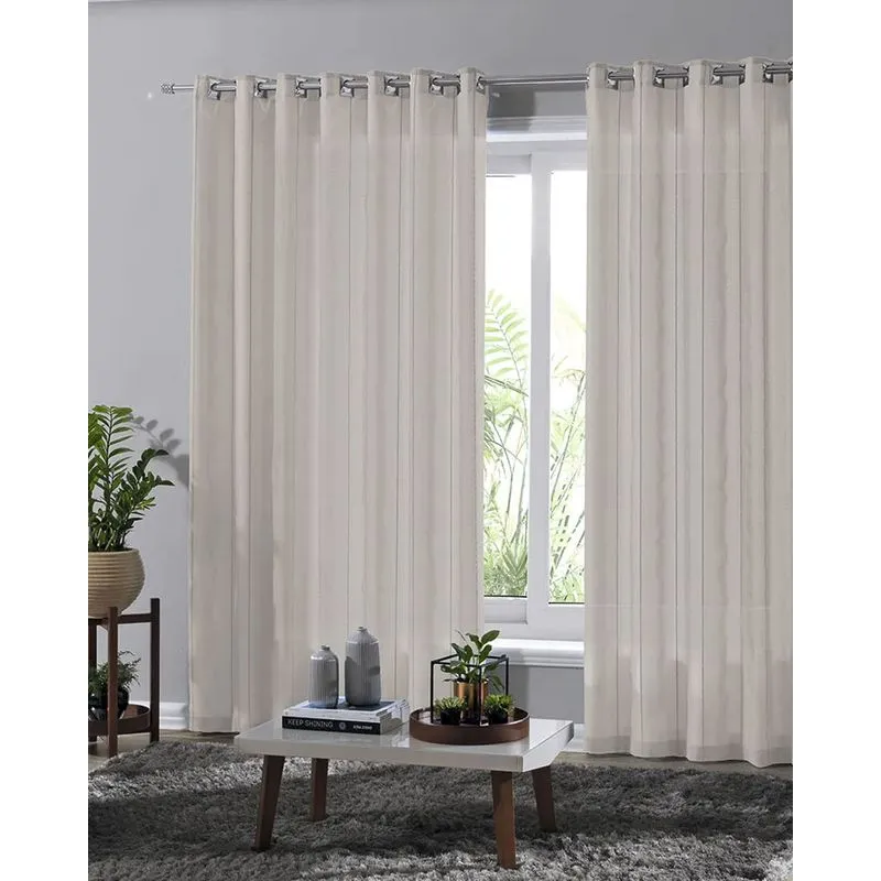 Cortina Duplex Com Forro Varão Até 400cm Bella Janela Bege UN