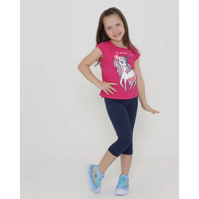 Conjunto Infantil Blusa e Legging Unicórnio Rosa 4