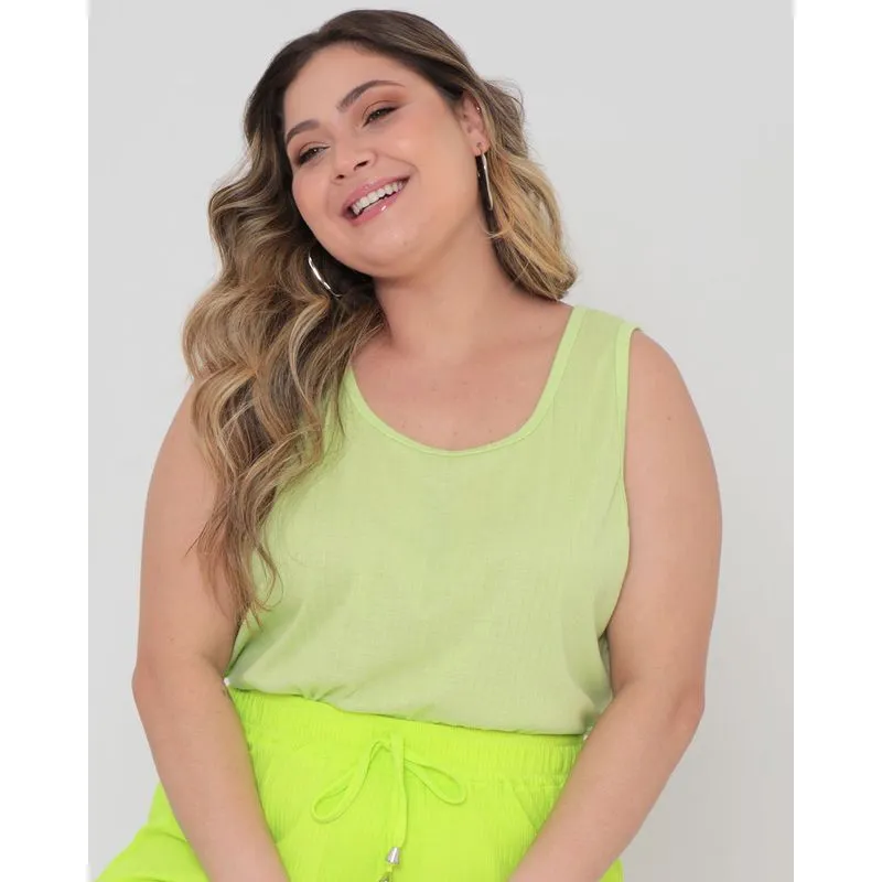 Regata Básica Plus Size Canelada Verde G2