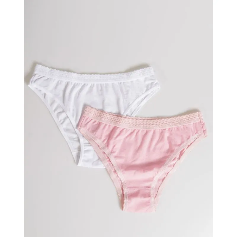 Kit 2 Calcinhas Biquíni Lisa Branca Rosa GG