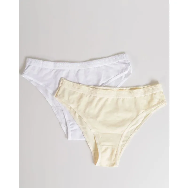 Kit 2 Calcinhas Biquíni Lisa Branco Amarelo G