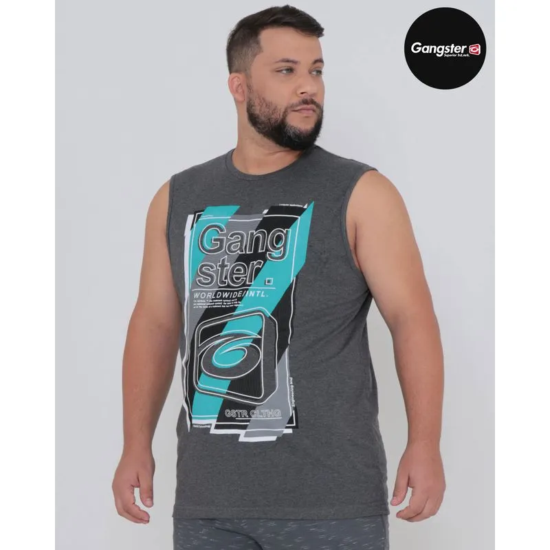 Regata Masculina Plus Size Gangster Cinza G3