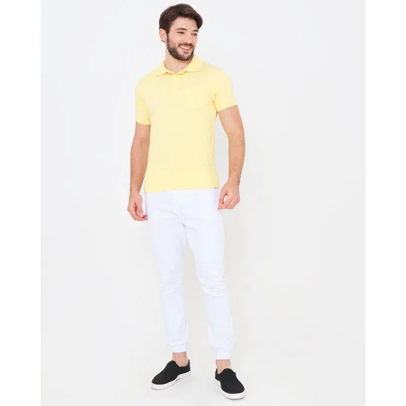 Calça Masculina Sarja Jogger Com Cordão Branca G