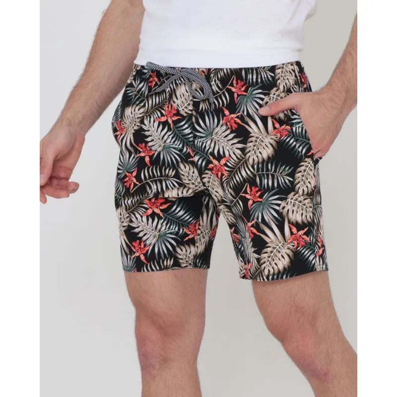 Bermuda Surf Masculina Estampada Floral Preta G