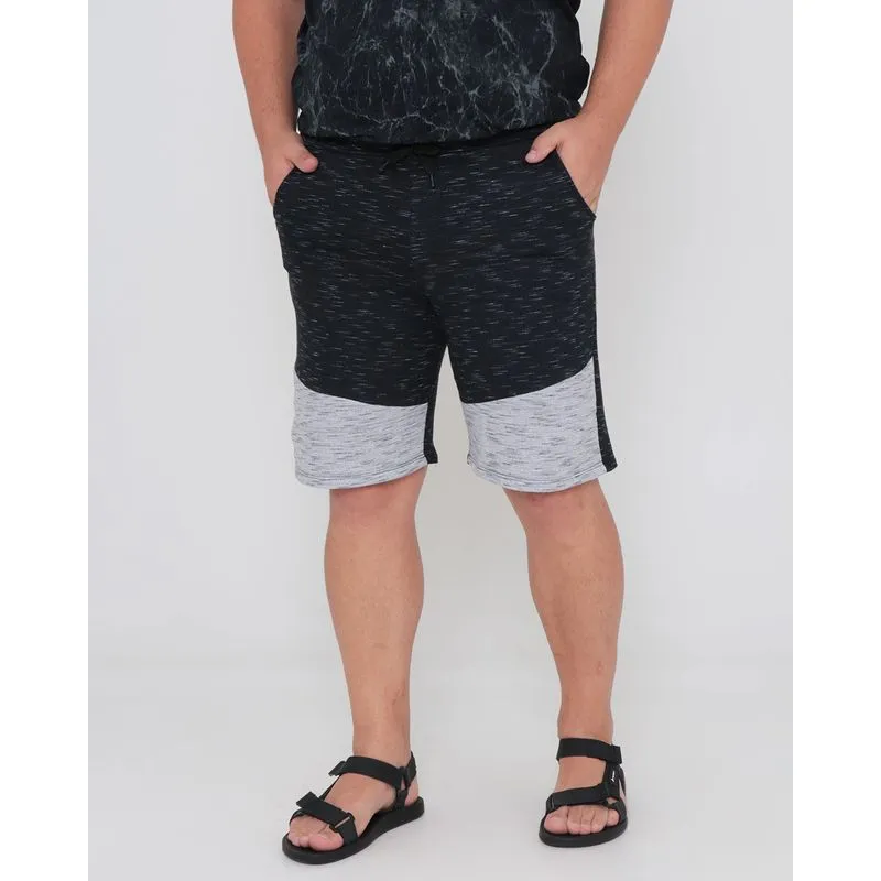 Bermuda Moletinho Masculina Plus Size Com Recortes Preta G3