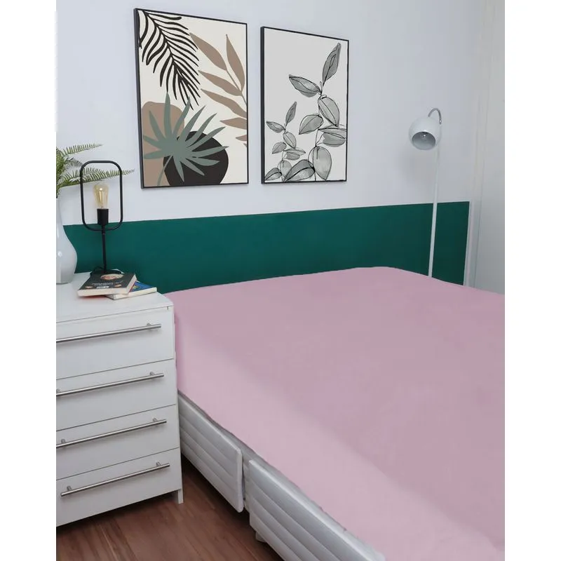 Lençol King Algodão Liso Andreza Rosa Claro UN
