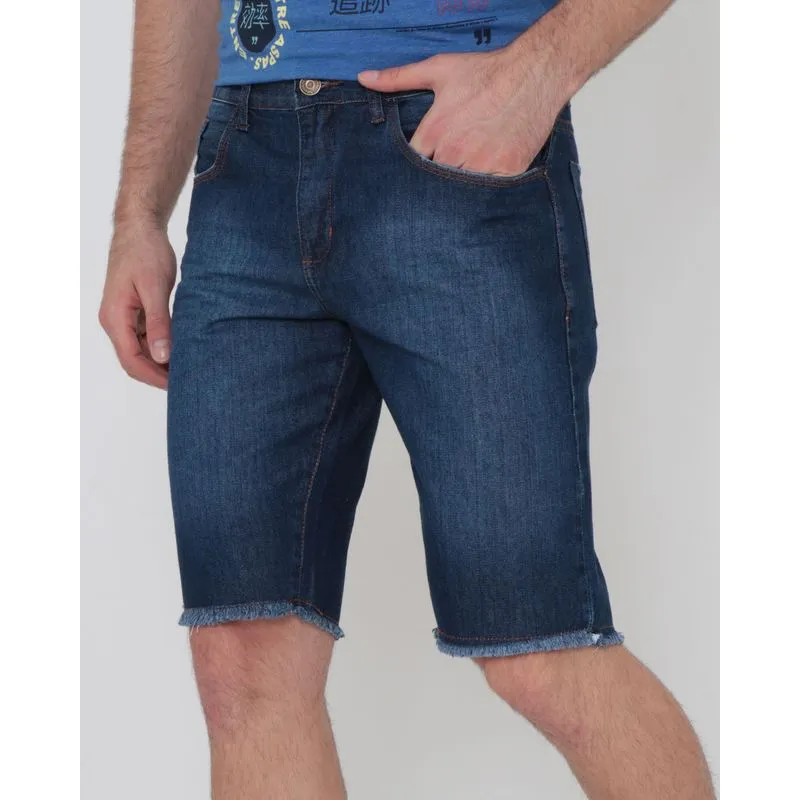 Bermuda Jeans Masculina Reta Azul 38