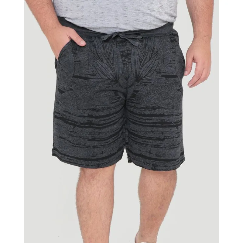 Bermuda Plus Size Masculina Moletinho Folhas Cinza G3