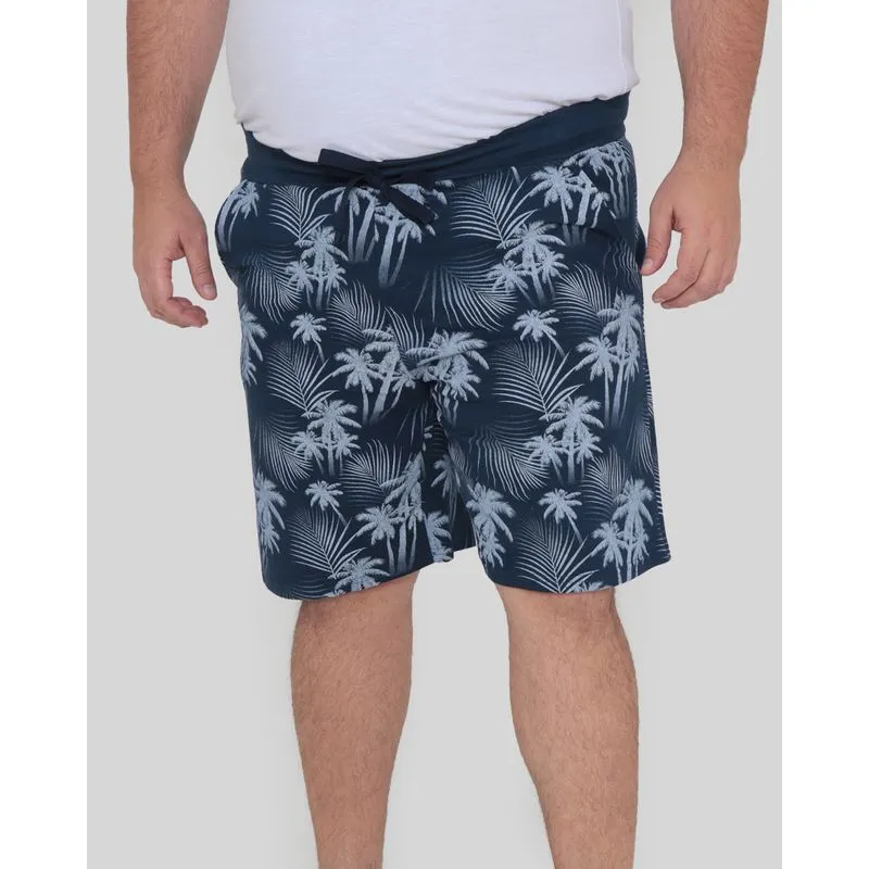 Bermuda Plus Size Masculina Estampa Floral Marinho G3