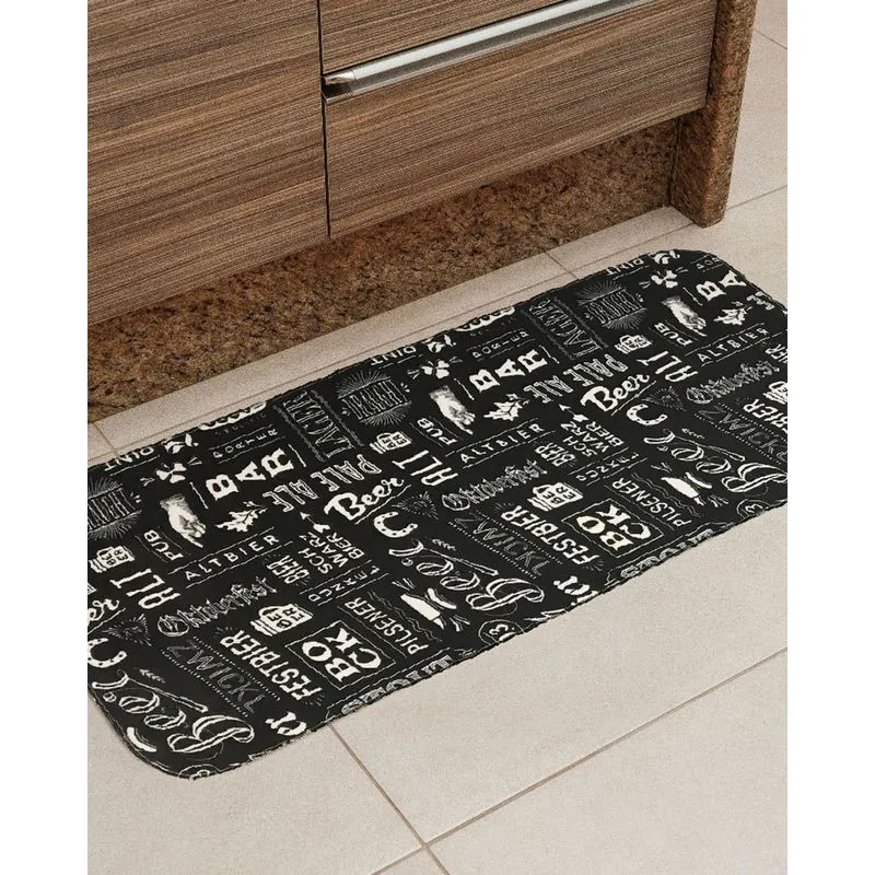 Tapete de Cozinha Antiderrapante 40cmx60cm Beer Preto UN