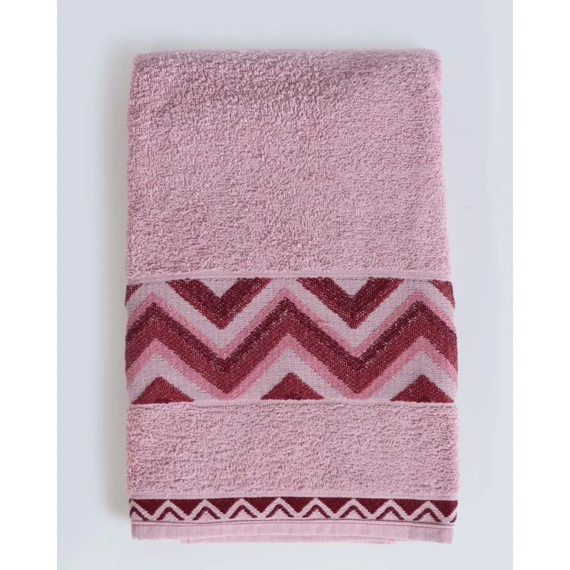 Toalha De Banho Chevron Jacquard Rosa Claro UN