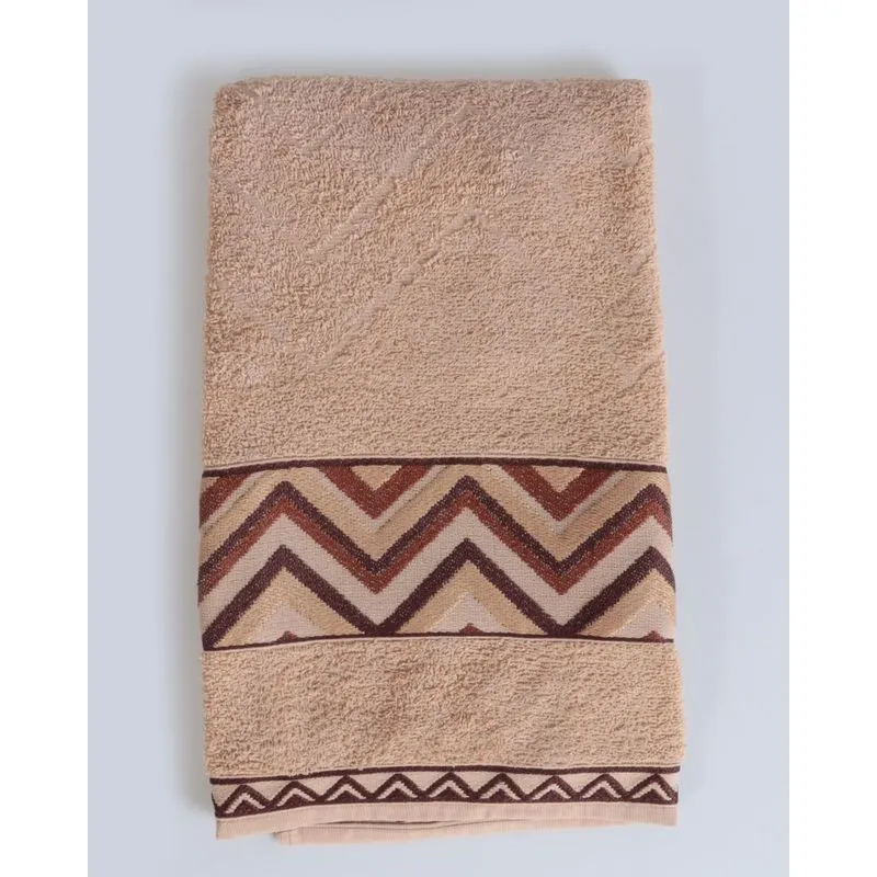 Toalha De Banho Chevron Jacquard Bege UN